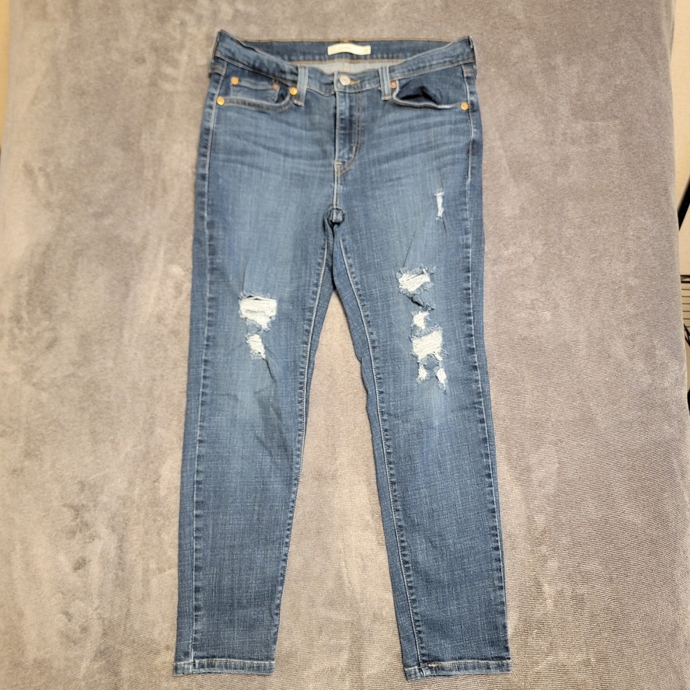 Levis Boyfriend Jeans Womens Size 28 Denim Mid-Rise Relaxed Fit Distressed